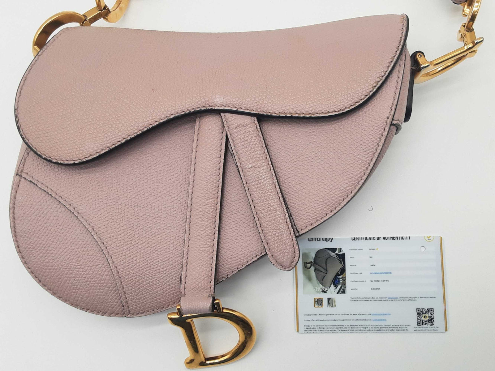 daidiorプレステージ Christian Dior Saddle Blush Pink Grained Leather Handbag