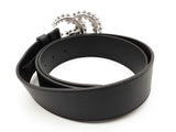 Gucci Crystal Embellished Double G Black Leather Belt Size 95/38 Sd0526crde