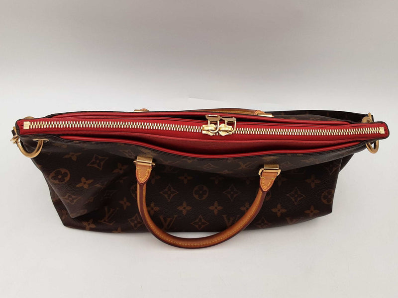 Louis Vuitton Pallas Mm Brown Monogram Cerise Red Handbag Sd0825pzxsa