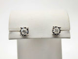 10k White Gold Diamond Stud Rubber Back Earrings Do0624erde