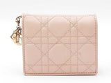 Christian Dior Lady Dior Gardenia Wallet In Pink Cannage Lambskin Fw0626lrxdu