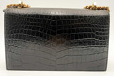 Alexander Mcqueen Jewelled Crocodile Embossed Black Leather Satchel Eb1224wsxsa