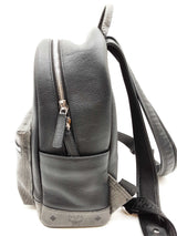 Mcm Stark Black Leather Gray Visetos Coated Canvas Backpack Do0726lxzde