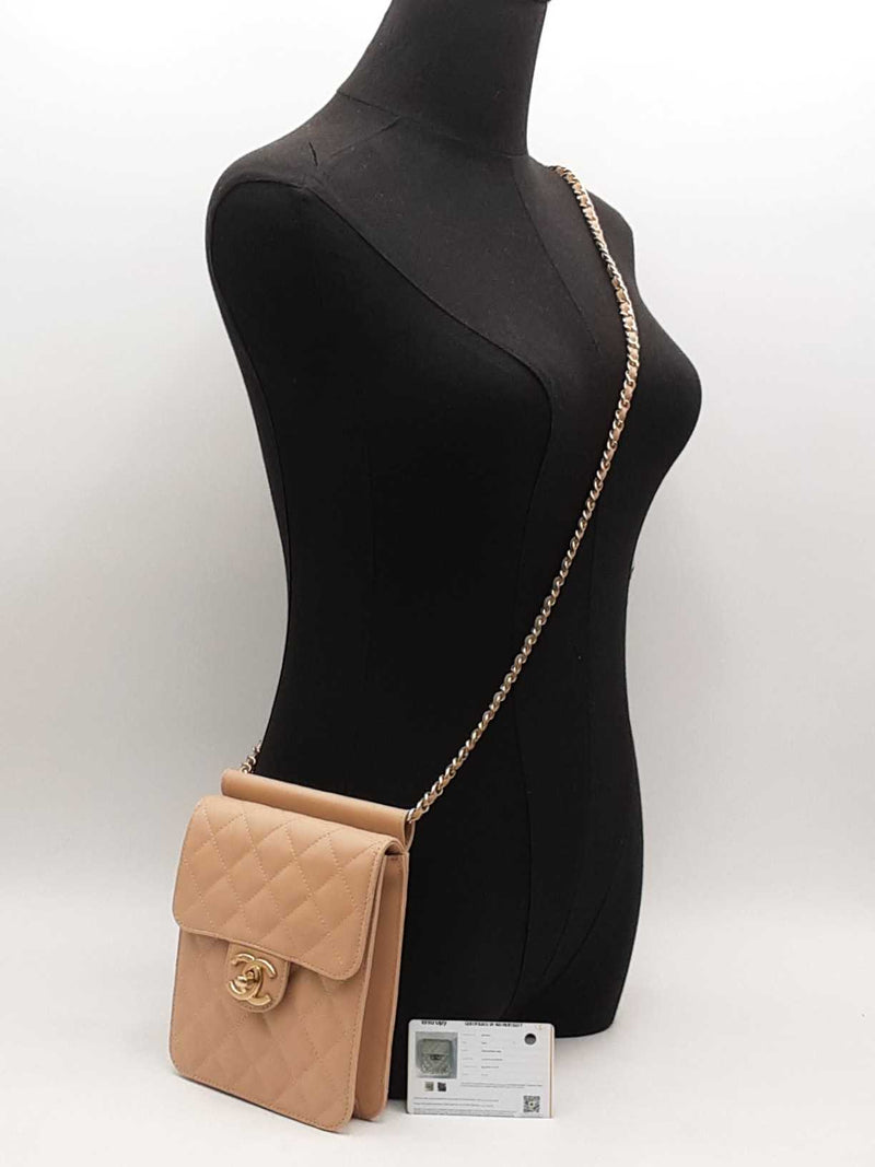 Chanel Mini Flap Crossbody Beige Aa0925lixzsa