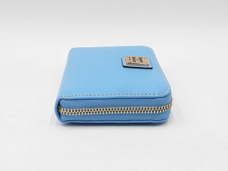 Dooney & Bourke Medium Zip Around Wallet In Sky Blue Saffiano Leather Fw0725pzdu