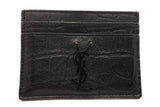 Yves Saint Laurent Crocodile Embossed Black Leather Card Case Wallet Eb0926lxzsa