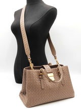Bottega Veneta Small Roma Shoulder Bag In Taupe Intrecciato Leather Fw1225irxdu