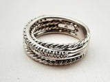 David Yurman 0.925 Sterling Silver 4.5g Diamond Rope Ring Size 5.75 Do1124oxzde