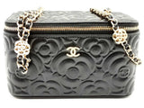 Chanel Camellia Embossed Lambskin Vanity Case With Chain Eb1024orxzdu