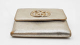 Gucci Gg Britt Compact Wallet Metallic Gold Leather Sd0326ezdu