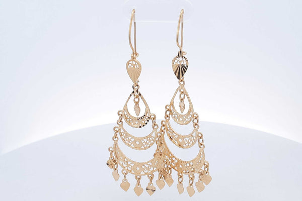 14k Yellow Gold Filigree Dangle Earrings 6.9 Grams Eb1024lcxsa