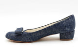 Salvatore Ferragamo Denim Print Vara Pumps Size 5.5 Eb1125ixdu