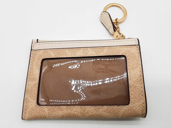 Coach Mini Skinny Sand Beige Signature Coated Canvas Id Case Do0325orde