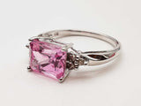 Pink Stone 10k White Gold 2.6g Ring Size 7 Do0426lxzde