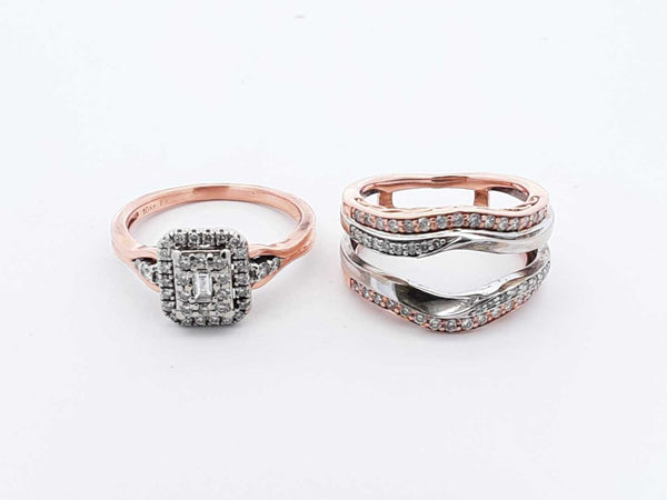 0.84 Cttw Diamond & Rose Gold Bridal Set 8 Grams Size 4.75 Fw0824prxdu