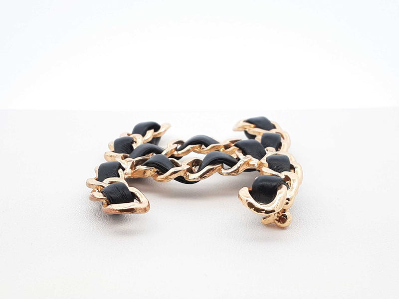 Chanel Black Lambskin Chain Cc Brooch Fw1023erdu