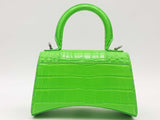Balenciaga Croc Embossed Leather Hourglass Crystal Xs Green Handbag Aa0126rzxsa