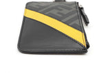 Fendi Ff Diagonal Black & Yellow Stripe Coin Pouch Keychain Wallet Eb0826crde