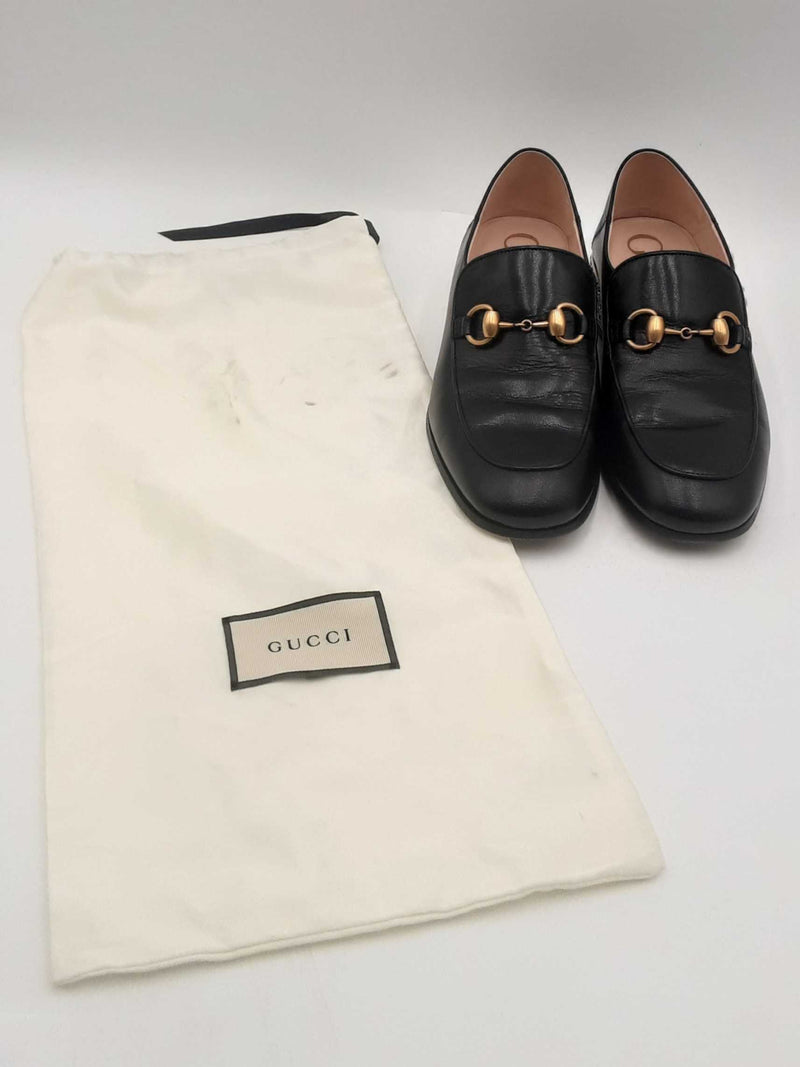 Gucci Black Leather Horsebit Loafers With Crystals Size 36 Eb0524lxzsa