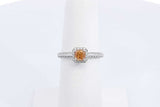 0.51ctw Yellow Orange Center Diamond Ring 18k White Gold Size 5.5 Eb1224rxxzsa