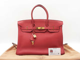 Hermès Birkin 35 Handbag In Rubis Red Clemence Leather 2009 Fw1026crxzdu