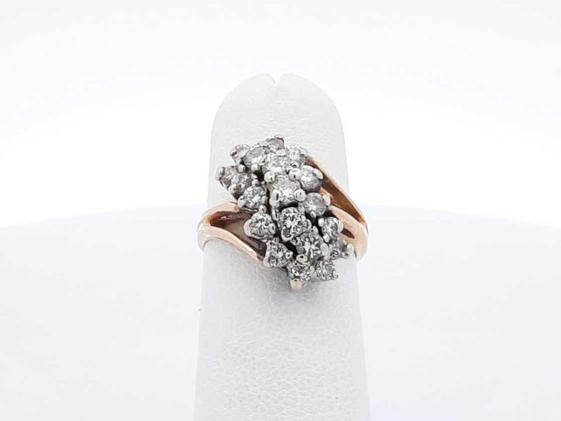 0.64 Ctw Diamond & 14k Yellow Gold Waterfall Ring 4.7 Gram Size 4.25 Fw0725wzxdu