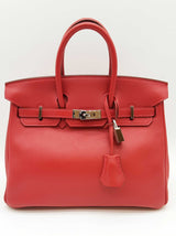 Hermes Birkin 25 Rouge Tomate Red Box Calf Palladium Handbag Do0925lxzxzde