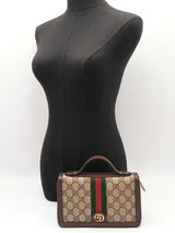 Gucci Ophidia Travel Case In Beige & Ebony Coated Canvas Fw0126wxzdu