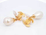 1996 Chanel Gold-tone, Crystal & Faux Pearl Cc Clip-on Earrings  Fw1225irxdu