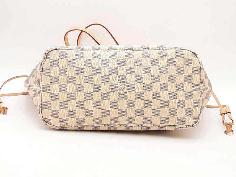 Louis Vuitton Neverfull Mm Damier Azur Handbag With Pochette Aa0625czxsa