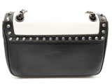 Prada Studded Black White Vitello Leather Flap Chain Crossbody Bag Do0426rrxde