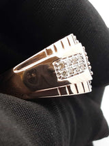 0.43 Cttw Diamond & 10k Rose Gold Cluster Signet Ring 7 Grams Size 9.75 Fw0726ixzdu