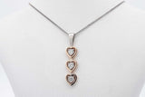 Diamond Triple Heart Pendant Necklace In 10k White Gold 2.3g 18 Inch Eb0526lxzsa