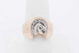 14k Two Tone Gold Horseshoe Featuring Horse Head Ring 5.6g Size 7.5 Eb0326woxsa