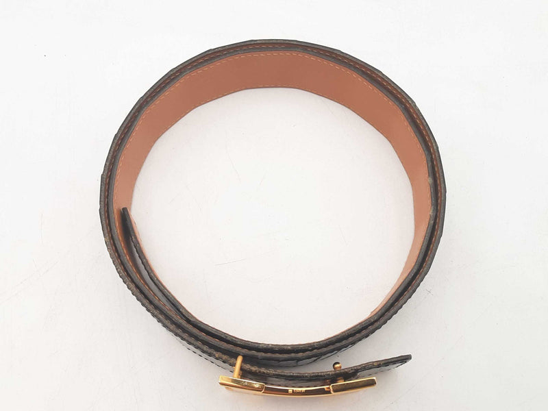 Hermes Gold H Buckle Nialus Croc Belt Size 90eu Sd0825lrzxsa