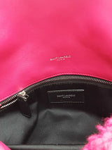 Yves Saint Laurent Loulou Ysl Fuchsia Shearling Shoulder Bag Eb1224loxzsa