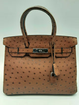 Hermes Birkin 30 Noisette Brown Ostrich Leather Palladium Handbag Do0623owrxzde