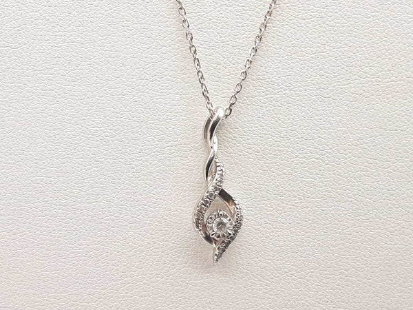 Approx 0.05 Ctw Diamonds 0.925 Silver 2.3g Swirl Pendant Chain 18 In Do1224lxde