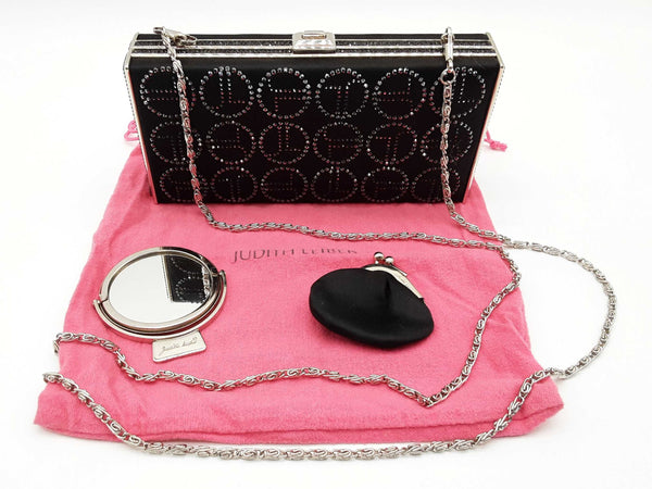 Judith Leiber Black Satin Swarovski Jl Monogram Case Crossbody Bag Do0825oxzde