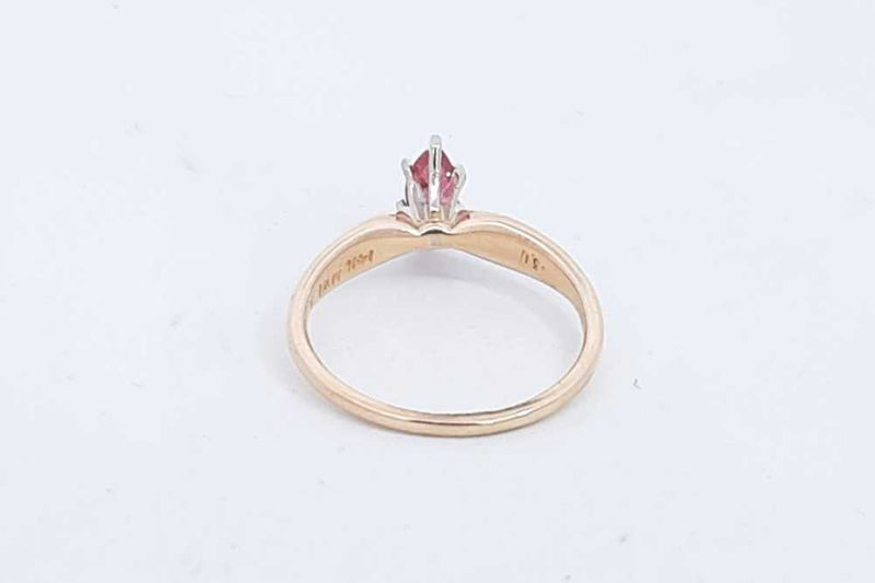 14k Yellow Gold Marquis Red Stone Ring Size 6, 2.4 Grams Eb0424rxsa