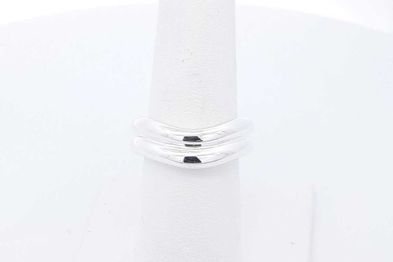 Tiffany & Co. Elsa Peretti Sterling Double Wave Ring 10.1g Size 7 Eb0624rxdu