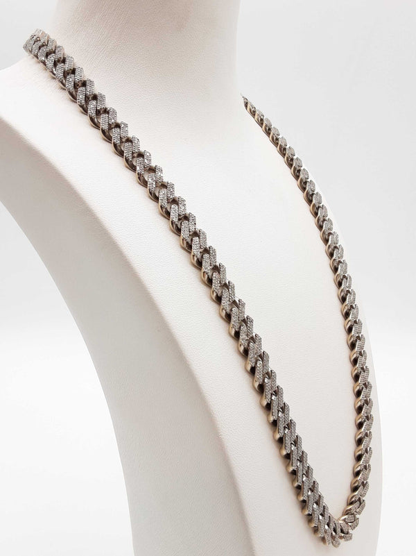 16.7 Cttw Diamond 10k White Gold 116.2g Cuban Link Chain 22 In Do0924rxzxde