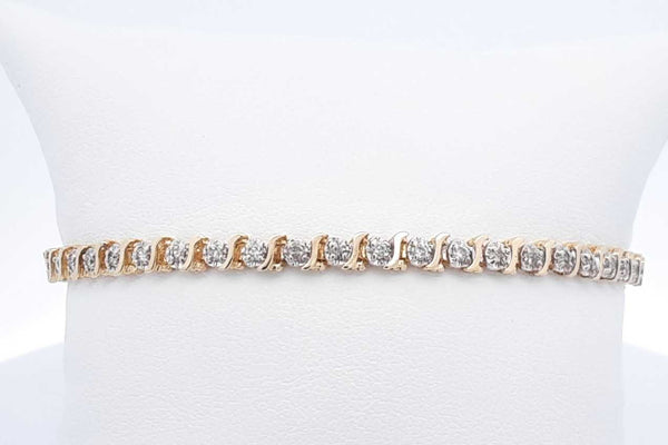 Diamond Tennis Bracelet In 14k Yellow Gold 6.8 Grams 7 Inch Eb1124lixdu