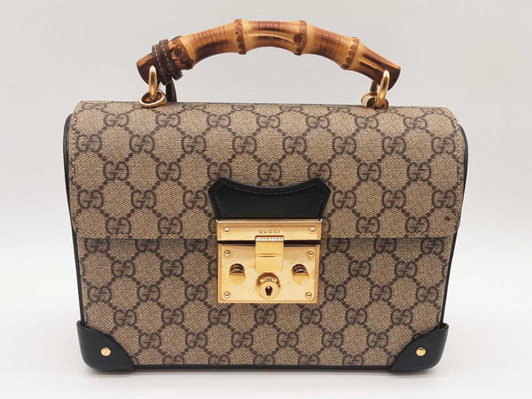 Gucci Padlock Gg Supreme Canvas Small Bamboo Shoulder Bag Sd1025crzde