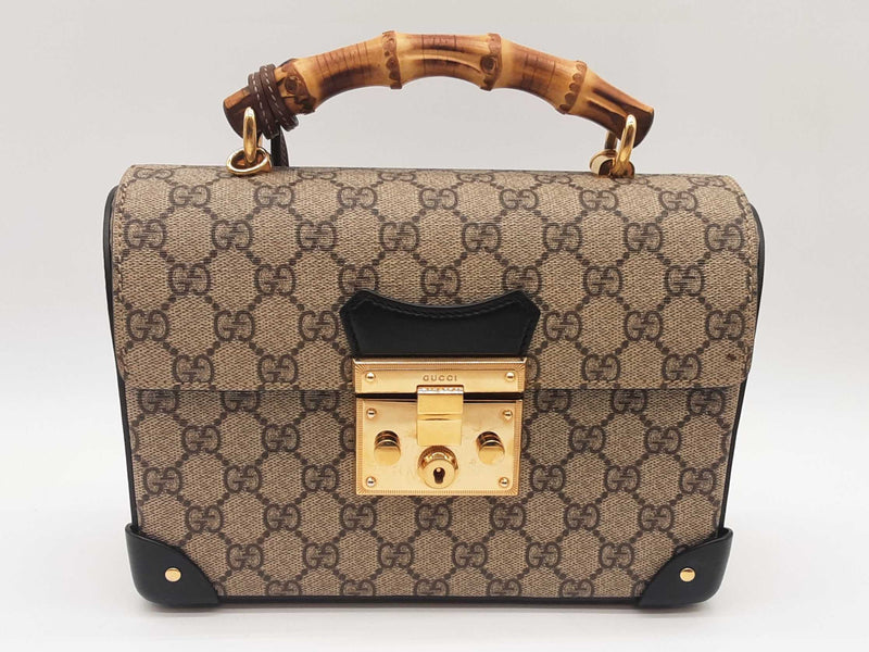 Gucci Padlock Gg Supreme Canvas Small Bamboo Shoulder Bag Sd1025crzde