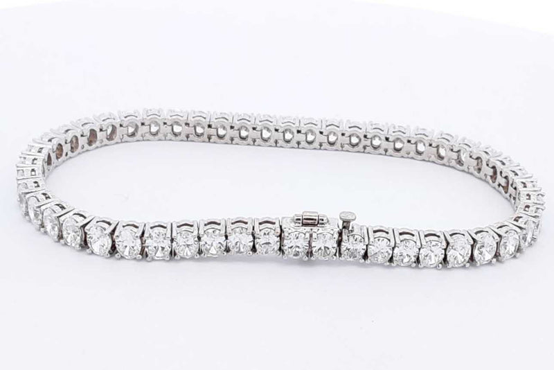 Approx. 15ctw Oval Diamond Tennis Bracelet 14k White Gold 14.42g Eb1024ooxxzsa