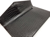 Yves Saint Laurent Uptown Pouch Black Croc Embossed Leather Clutch Do0726orxde