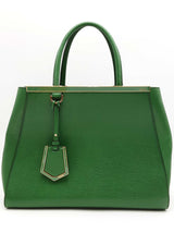 Fendi 2jours Green Leather Tote Bag Eb0826pxzsa