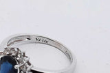 14k White Gold Diamond & Blue Gemstone Ring 3.3 Grams Size 8 Eb1125lwrsa