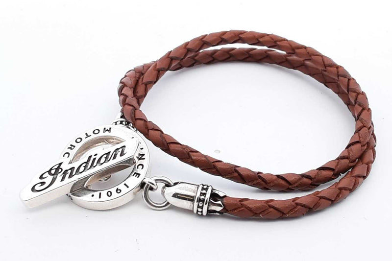 King Baby Double Leather Wrap Bracelet With 925 Toggle Clasp 22.8g Eb0824rxsa